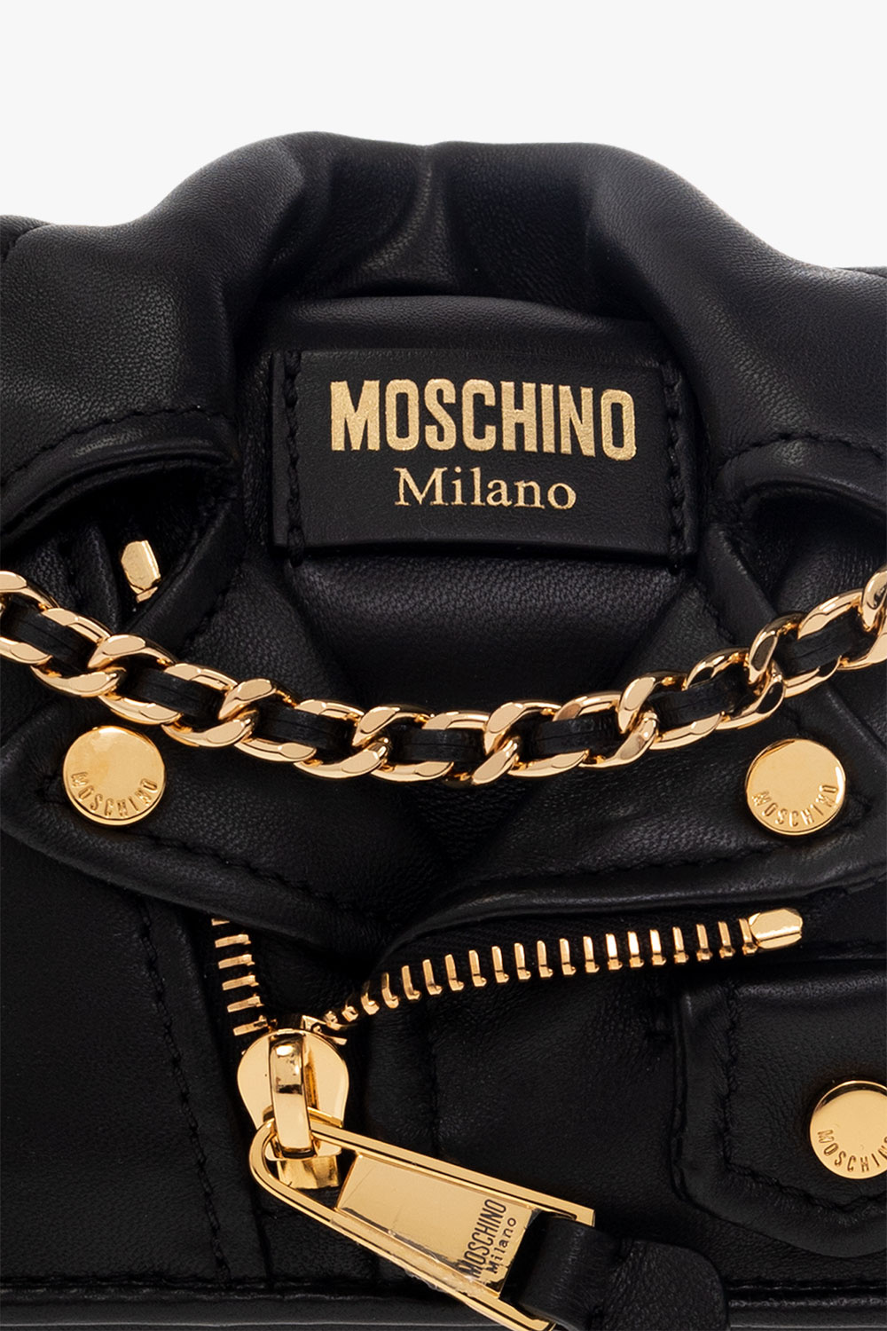 Black 'Biker' wallet with chain Moschino
